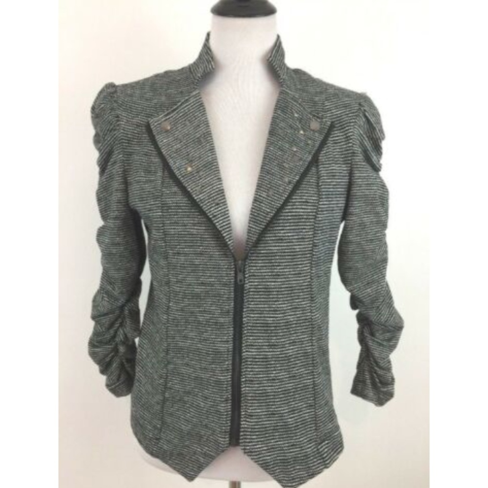 John Paul Richard Knit Jacket Zipper Front Ruched